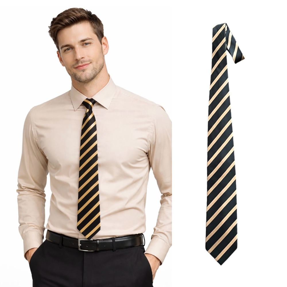 Simons Striped Black and Gold Tie
🔥% bundle of 3, 5, 10, 15 or 20 ties